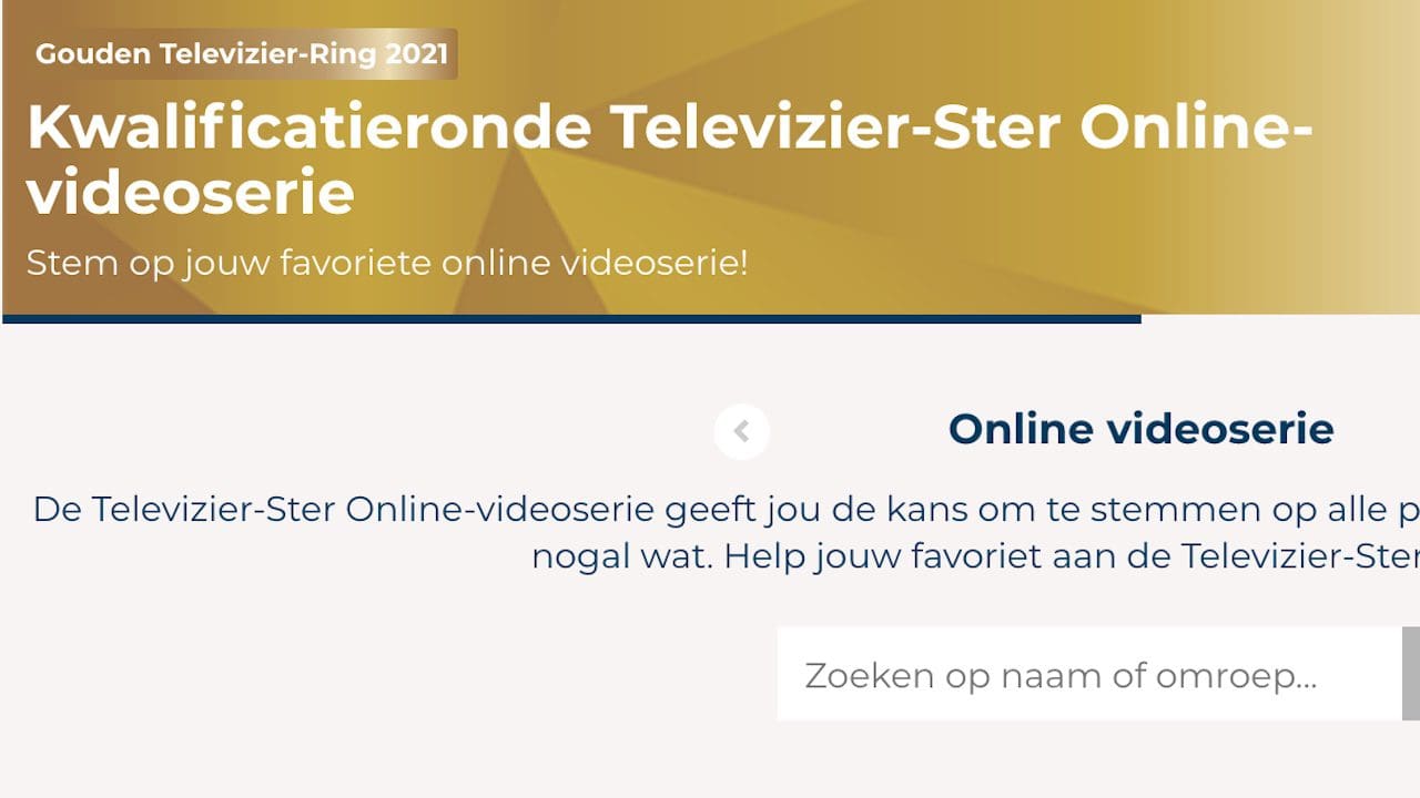 Monstersucces Roddelpraat uitgesloten van de Televizier-Ster Online-videoserie Award