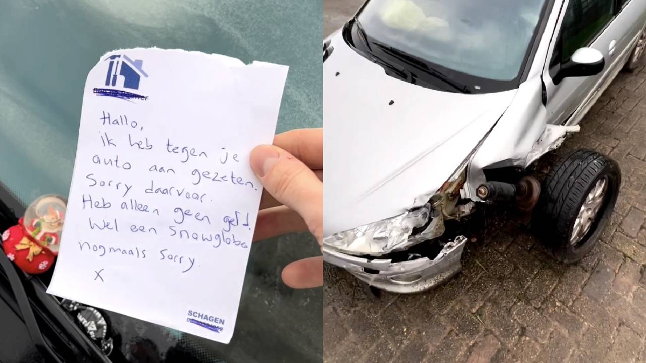 De auto van Bram Krikke is total loss